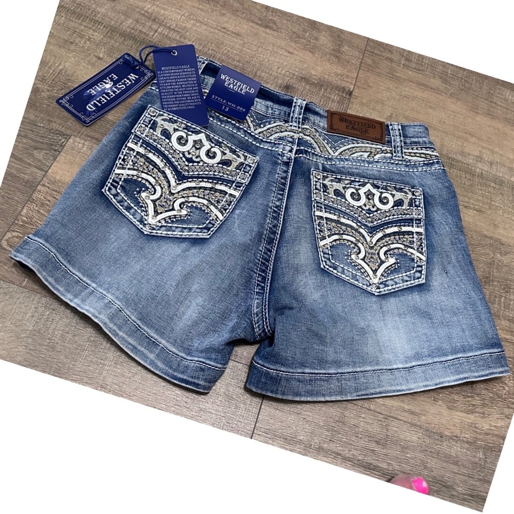 Westfield Eagle Womens Embellished Denim Shorts Blue Size 13 NWT STYLE & COMFORT - Picture 2 of 6